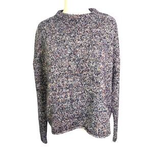 Universal Thread Speckled Knit Sweater Navy Multicolor Crewneck Pullover Size L